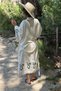 Cream Color Linen Nine Patterned Kaftan - 7
