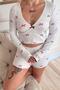 White Fiocco Pigiama Patterned Lace Knitted Long Sleeve Shorts Women's Pajama Set - 5