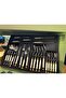 Esterhomedecor 6-Person 24-Piece Fork Spoon Knife Set White-Tumbled Gold.Do Not Use the Machine - 4
