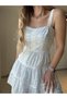 Square Neck Stripe Detailed Patterned Dress - 3
