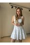 Square Neck Stripe Detailed Patterned Dress - 6