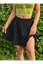 Black Embroidered Ruffle Lace Skirt - 4