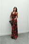 Black red floral print dress - 3