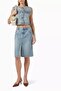 Cropped Denim Women's Vest, Adjustable Belt and Button Design - 2