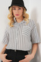 Women's Striped Crop Shirt 20342 - Black