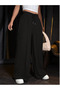 Women's Black Plus Size Cimali Loose Cut Pants Six Stretchy Comfortable Fabric Sweatpants Yus - 4