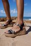 Pi̇nto Women's Black Leather Spain Production Wedge Sandals - 5