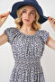 Women's Collar Gather Detailed Dress 2544 - Navy Blue - 2