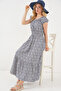 Women's Collar Gather Detailed Dress 2544 - Navy Blue