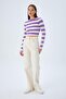 6644 Women's Crew Neck Striped Sweater Lilac - 4
