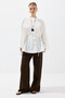Ecru Flowing Cape Model Oversize Shirt - 7