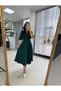 New Season Women's Short Sleeve Crew Neck Bow Brooch Midi Janjan Crepe Dress - 2