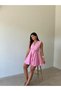 Pink Padded V-Neck Flounce Dress - 3