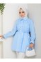 Women's Buttoned Lace Detailed Blue Shirt