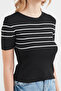 Striped Ribbed Crew Neck Knitwear Blouse - 5