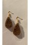 Serrated Crystal Patterned Brown Color Gold Accessory Large Size Drop Shape Epoxy Earrings Handmade - 6