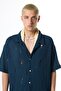 Oversize Perforated Knitwear Shirt Navy Blue - 5