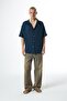 Oversize Perforated Knitwear Shirt Navy Blue - 2