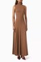 High Collar Crepe Maxi Dress, Sleeveless, Elegant and Flowing Silhouette