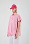 3967 Women's Epaulet Short Sleeve Oversize Shirt Candy Pink - 5