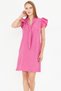 Women's Fuchsia V Neck Ruffled Sleeves Tie Detail Dress Arm-25Y001022 - 4