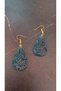 Serrated Crystal Pattern Emerald Green Color Gold Accessory Large Size Drop Epoxy Earrings Handmade - 4