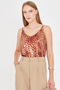 Women's Brown-Beige Linen Look Strap Blouse Arm-24Y001064 - 2