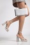 Women's Portfolio Box Evening Dress Silver Satin Bag - 2