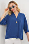 Women's Short Sleeve Oversize Kimono 5969 - Indigo - 4