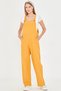 Women's Yellow Pocket Wide Leg Gardener Jumpsuit Arm-25Y001043