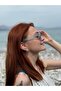 Transparent Blue Matte Round Framed Black Glass Brand Model Men's Sunglasses - 2
