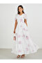 Floral Print A-Line Maxi Dress with Gathers