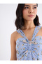 Floral Print Halter Neck Sleeveless Midi Dress - 4
