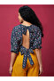 Floral Print Back Tie Up Detail Crop Top - 4