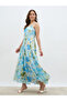 Floral Print Strappy A-Line Maxi Dress - 3