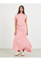 Solid One Short Sleeve Asymmetric Neck Maxi Dress - 2