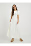 Solid Puff Sleeves Round Neck A-Line Maxi Dress