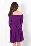 Balloon Sleeve Chiffon Evening Dress Purple Mdv934 - 4