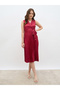 Sleeveless Pleated A-Line Wrap Midi Dress - 2