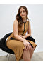 Women Beige Contrast Trim Sleeveless Sheath Midi Dress with Button Front - 6