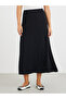Solid Mid Rise A-Line Midi Skirt - 2