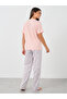 Solid V-Neck Short Sleeve T-Shirt and Printed Pyjama Set - 6