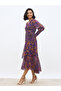 All-Over Print Asymmetric Hem Wrap Midi Dress - 3