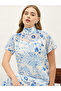 All-Over Print High Neck A-Line Maxi Dress - 4