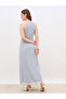Solid Ruffle Detail Sleeveless A-Line Maxi Dress - 5