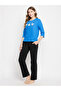 Graphic Print Ruffled Hem Cotton Top and Pyjama Set - 3