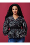 Floral Printed Balloon Sleeves V-Neck Top - 2