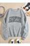 Auntie Printed Crew Neck Gray Sweatshirt