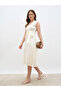 Sleeveless Pleated A-Line Wrap Midi Dress