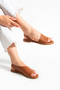 Women's Tan Daily Comfortable Sole Sandals Summer Anti-Sweat Lightweight Thin Sole Pool Sea Beach Slippers - 2